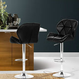 Artiss 2x Bar Stools Gas Lift Padded Leather Black - Close-Up Angle