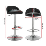 Artiss 2x Bar Stools PU Leather Gas Lift Black - Front View