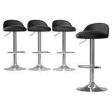 Artiss 4x Bar Stools PU Leather Gas Lift Black - Low Angle