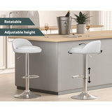Artiss 2x Bar Stools PU Leather Gas Lift White - Top-Down View