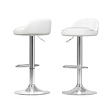 Artiss 2x Bar Stools PU Leather Gas Lift White - Close-Up Angle