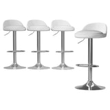 Artiss 4x Bar Stools PU Leather Gas Lift White - Close-Up Angle
