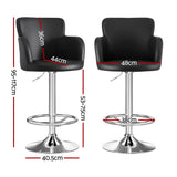 Artiss 1x Leather Bar Stools Swivel Adjustable Gas Lift PU Counter Chairs Black - Front View