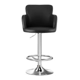 Artiss 1x Leather Bar Stools Swivel Adjustable Gas Lift PU Counter Chairs Black - Side View