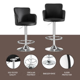Artiss 1x Leather Bar Stools Swivel Adjustable Gas Lift PU Counter Chairs Black - Top-Down View