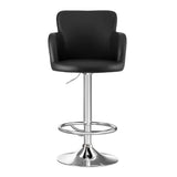 Artiss 2x Leather Bar Stools Swivel Adjustable Gas Lift PU Counter Chairs Black - Side View