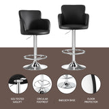 Artiss 2x Leather Bar Stools Swivel Adjustable Gas Lift PU Counter Chairs Black - Top-Down View