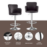 Artiss 1x Leather Bar Stools Swivel Adjustable Gas Lift PU Counter Chairs Brown