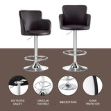 Artiss 1x Leather Bar Stools Swivel Adjustable Gas Lift PU Counter Chairs Brown - Side View