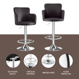 Artiss 4x Bar Stools Swivel Kitchen Chairs Gas Lift Adjustable PU Leather Brown - Top-Down View