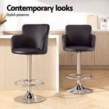 Artiss 4x Bar Stools Swivel Kitchen Chairs Gas Lift Adjustable PU Leather Brown - Close-Up Angle