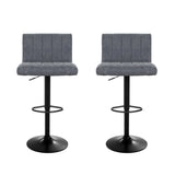 Artiss 2x Bar Stools Vintage Leather Gas Lift Grey - Side View