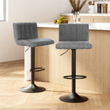 Artiss 2x Bar Stools Vintage Leather Gas Lift Grey - Close-Up Angle