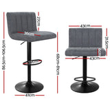 Artiss 4x Bar Stools Vintage Leather Gas Lift Grey - Front View