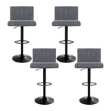 Artiss 4x Bar Stools Vintage Leather Gas Lift Grey - Side View