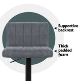 Artiss 4x Bar Stools Vintage Leather Gas Lift Grey - 45-Degree Angle