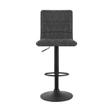 Artiss 2x Bar Stools Gas Lift Vintage Leather Grey - Side View