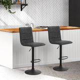 Artiss 2x Bar Stools Gas Lift Vintage Leather Grey - Low Angle