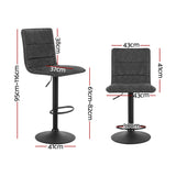 Artiss 2x Bar Stools Gas Lift Vintage Leather Grey - Front View