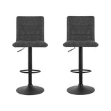 Artiss 2x Bar Stools Gas Lift Vintage Leather Grey - Side View