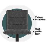 Artiss 2x Bar Stools Gas Lift Vintage Leather Grey - Top-Down View