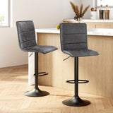 Artiss 2x Bar Stools Gas Lift Vintage Leather Grey - Close-Up Angle