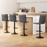 Artiss 4x Bar Stools Gas Lift Vintage Leather Grey - Close-Up Angle