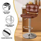 Artiss 4x Bar Stools Kitchen Swivel Gas Lift Counter Chair Tuft PU Leather Brown - Rear View