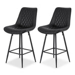 Artiss 2x Bar Stools Kitchen Dining Chair Counter Stool Diamond PU Leather Black
