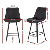 Artiss 4x Bar Stools Kitchen Dining Chair Counter Stool Diamond PU Leather Black - Front View