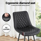 Artiss 4x Bar Stools Kitchen Dining Chair Counter Stool Diamond PU Leather Black - 45-Degree Angle