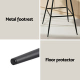Artiss 4x Bar Stools Kitchen Dining Chair Counter Stool Diamond PU Leather Black - Rear View