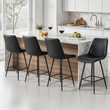 Artiss 4x Bar Stools Kitchen Dining Chair Counter Stool Diamond PU Leather Black - Close-Up Angle