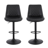 Artiss 2x Bar Stools Kitchen Swivel Gas Lift Counter Chair Diamond Leather Black - Side View