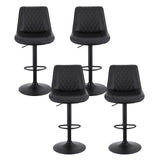 Artiss 4x Bar Stools Kitchen Swivel Gas Lift Counter Chair Diamond Leather Black - Side View