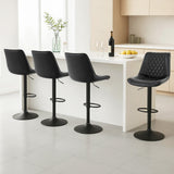 Artiss 4x Bar Stools Kitchen Swivel Gas Lift Counter Chair Diamond Leather Black - Close-Up Angle
