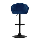 Artiss 2x Bar Stools Gas Lift Velvet Blue - Side View