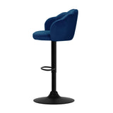 Artiss 2x Bar Stools Gas Lift Velvet Blue - Top-Down View