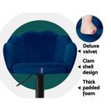 Artiss 2x Bar Stools Gas Lift Velvet Blue - Close-Up Angle