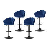 Artiss 4x Bar Stools Gas Lift Velvet Blue - Close-Up Angle