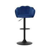 Artiss 4x Bar Stools Gas Lift Velvet Blue - Side View