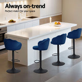 Artiss 4x Bar Stools Gas Lift Velvet Blue - Top-Down View