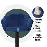 Artiss 4x Bar Stools Gas Lift Velvet Blue - 45-Degree Angle
