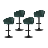 Artiss 4x Bar Stools Gas Lift Velvet Green - Close-Up Angle