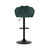 Artiss 4x Bar Stools Gas Lift Velvet Green - Side View