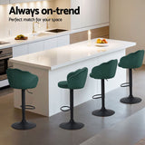 Artiss 4x Bar Stools Gas Lift Velvet Green - Top-Down View