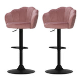 Artiss 2x Bar Stools Gas Lift Velvet Pink - Close-Up Angle