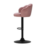 Artiss 2x Bar Stools Gas Lift Velvet Pink - Side View