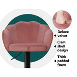 Artiss 2x Bar Stools Gas Lift Velvet Pink - Rear View