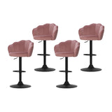 Artiss 4x Bar Stools Gas Lift Velvet Pink - Close-Up Angle